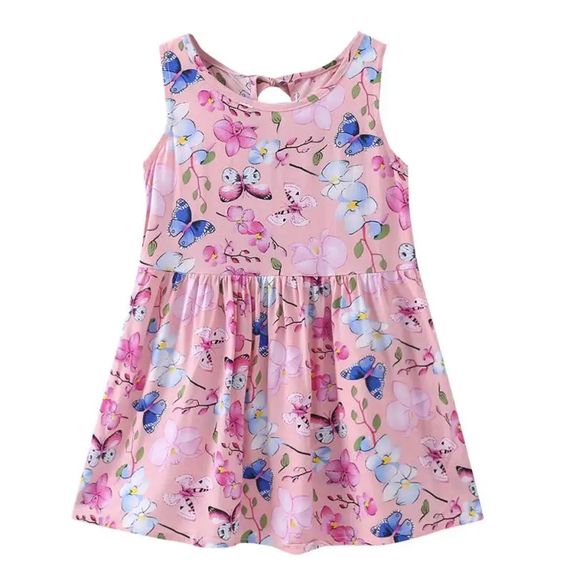 

Baby Girls Infant Kids Cartoon Floral Dress 2018 Summer Sleeveless Clothes Sundress Dress Beach O-Neck Casual Dress Vestidos