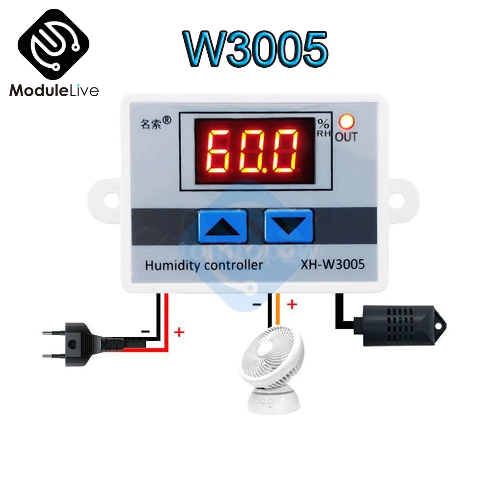 AC110V-220V LED XH-W3005 Digital Humidity Controller Hygrometer Switch Sensor 