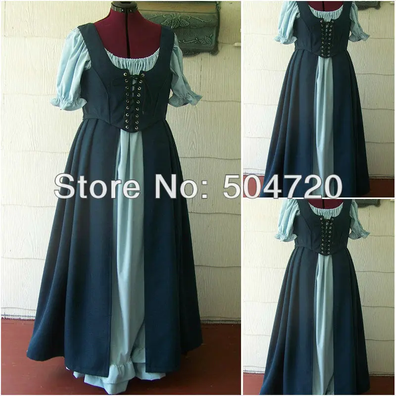 19 век синий Civil War Southern Belle Платье викторианское/Лолита Скарлетт платье US6-26 XS-6XL V-317 - Цвет: Многоцветный