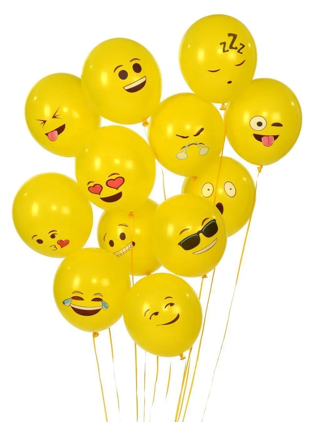 12pcs/set Cute Emoji Balloons Smiley Face Expression Yellow Larex