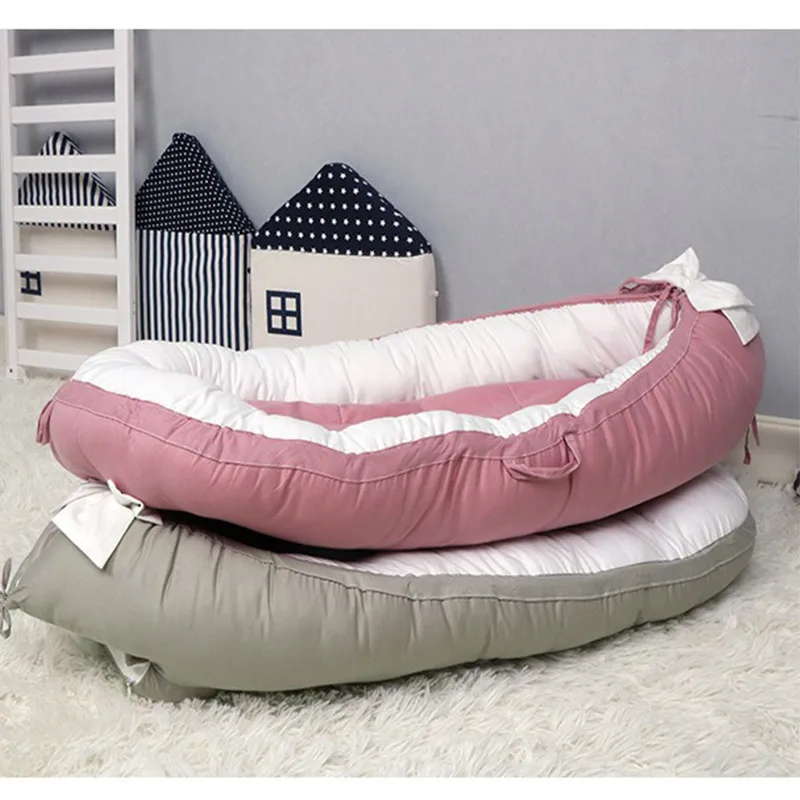 Хлопковая утолщенная детская кроватка в кровать для новорожденных, устойчивая к разбиванию Съемная стирка сплошной цвет