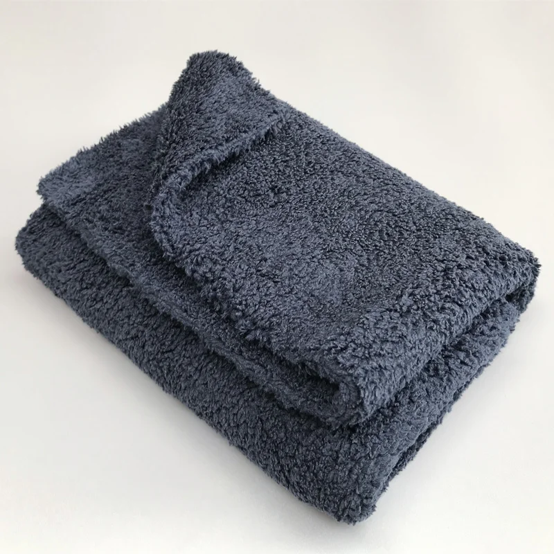 Ultra Thick-Black/Dark Blue Edgeless Microfiber Towel 16"X16" Premium Detailing Cloth For Polishing,Buffing,Car Washing