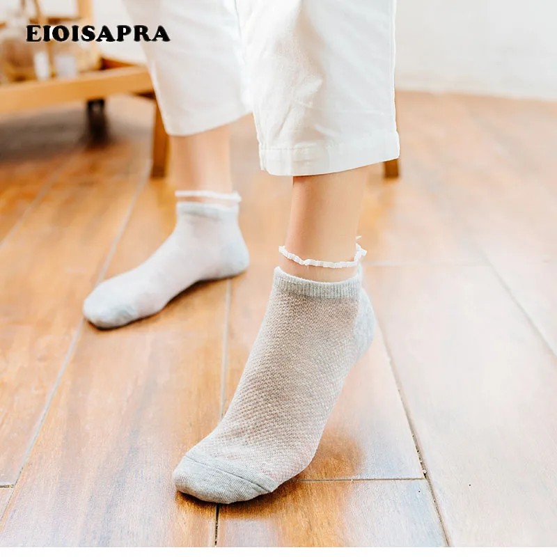 

[EIOISAPRA]Lace Silk Striped Boat Mesh Socks Women Japan Harajuku Art Sox College Style Fashion Socks Spring/Summer Calcetines