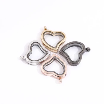 

Wholesale Plain Alloy Floating Locket Magnetic Glass Living Memory Locket Pendant 10pcs/lot