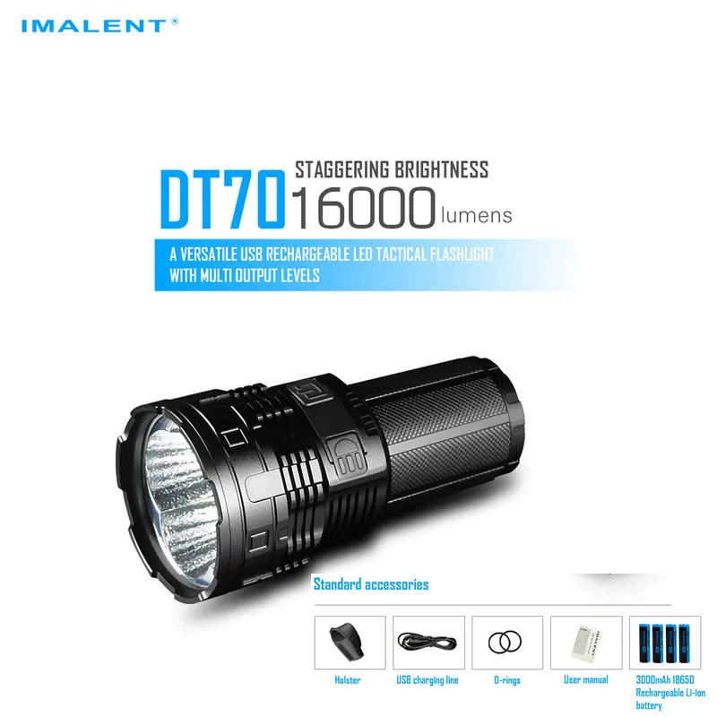 IMALENT DT70 перезаряжаемый фонарь 4 CREE XHP70 светодиодный Макс 16000 люмен дальность луча