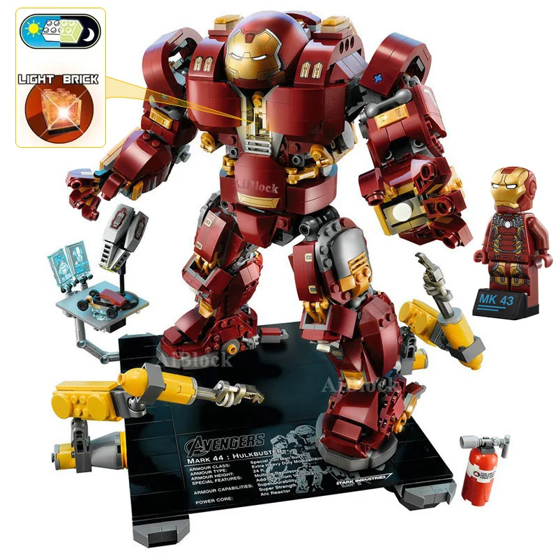 

Iron Man Hulkbuster Legoings 76105 Marvel Ironman Avengers Super Heroes Model Building Blocks Boys Birthday Gifts Children Toys
