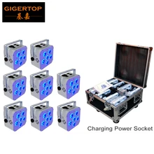 Штабелируемый дорожный корпус для зарядки Упакованные декорационные светодиодные светильники сценический свет 6 шт. 18 Вт RGBWA УФ-цветная плоская батарея беспроводной светодиод Par