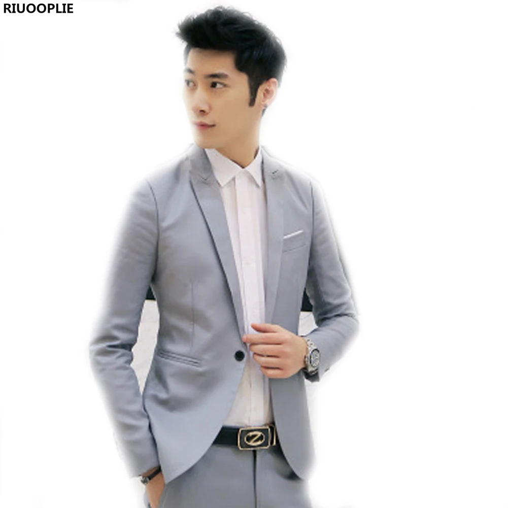 

RIUOOPLIE Men Solid Color Slim Suit Blazers Single Button Long Sleeve Blazers Multicolor Plus Size Smart Casual Suits Clothing