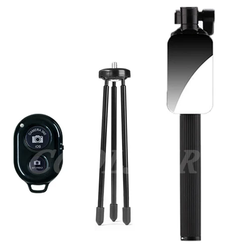 Black with tripod COOLJIER Новейшая Беспроводная дистанционная Bluetooth селфи-Палка с мини-штативом и зеркалом для iPhone samsung huawei Android - Цвет: Black with tripod