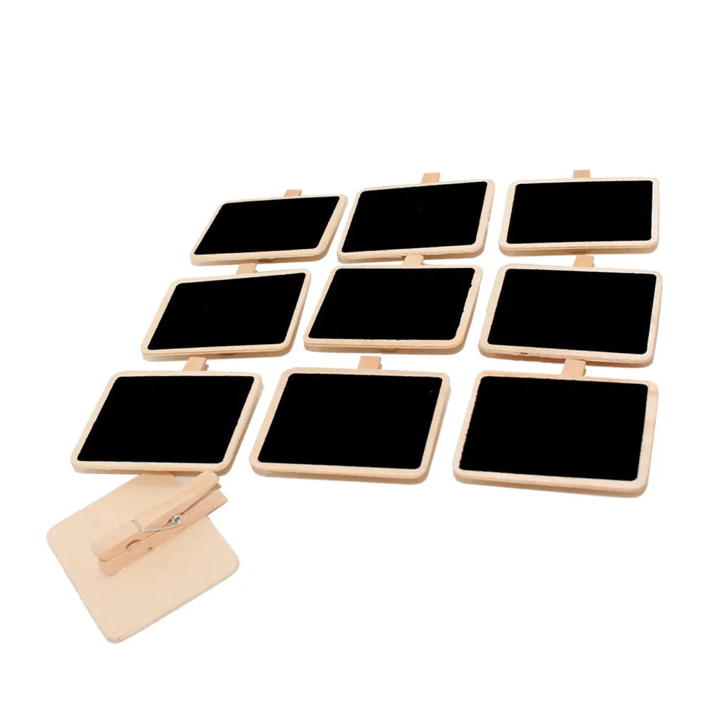 10x Wood Wooden Message Board Small Wall Hanging Clip Memo Note Blackboard with Peg