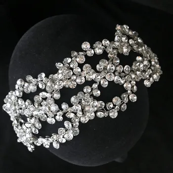 

News Rhinestone Crystal Tiara Silver Gold Tiara Fashion Headpieces Royal Bridal Wedding Dressing Crown Accessory Women Jewelry