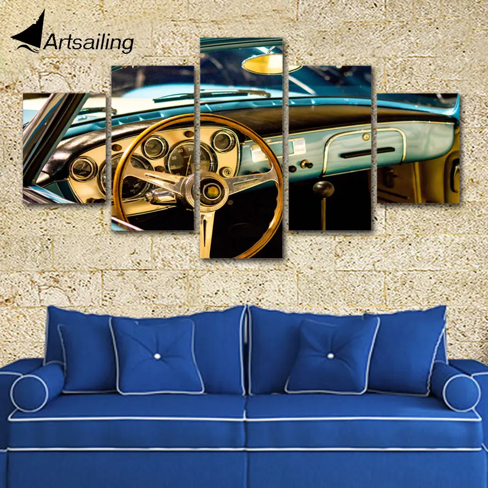 ArtSailing 5 Piece canvas painting Muscle car interior pictures art