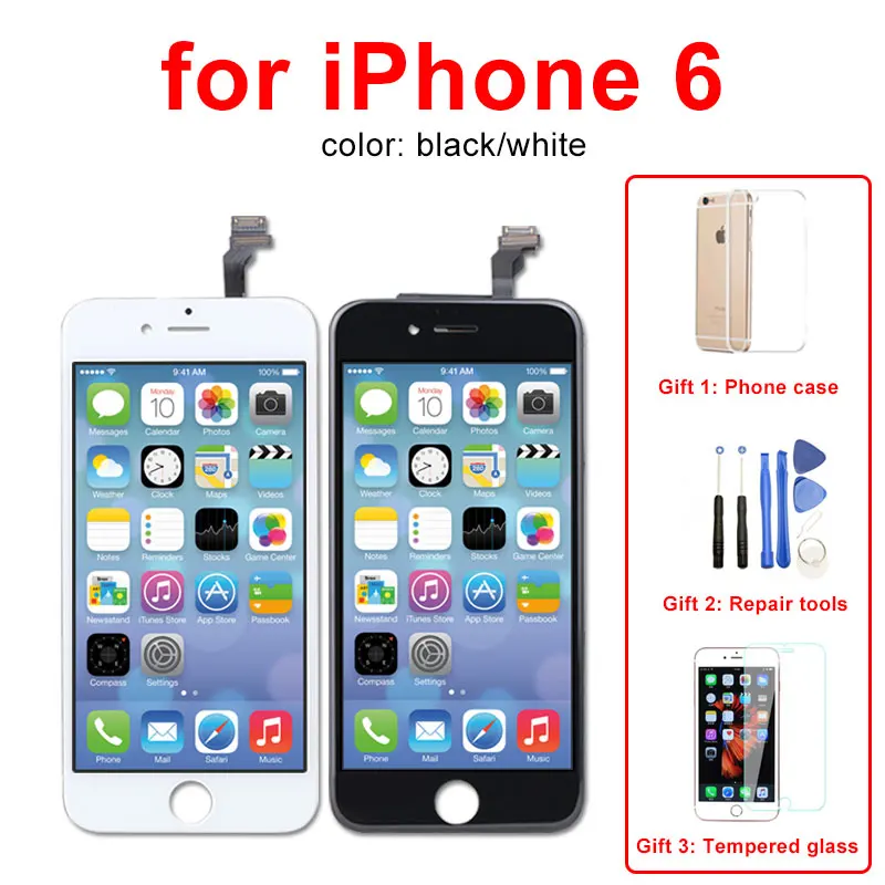AAA высококачественный ЖК дисплей для iPhone 5 6 7 4S 5s 6s с сенсорным экраном дигитайзер