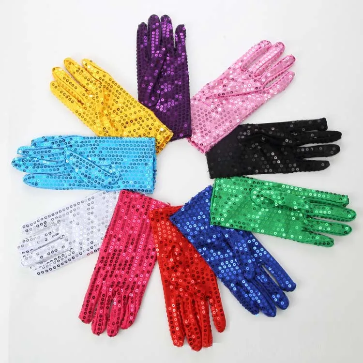 Праздничные наручные перчатки с блестками для вечерние, танцевальные, для детей и взрослых, унисекс, женские перчатки из полиэстера