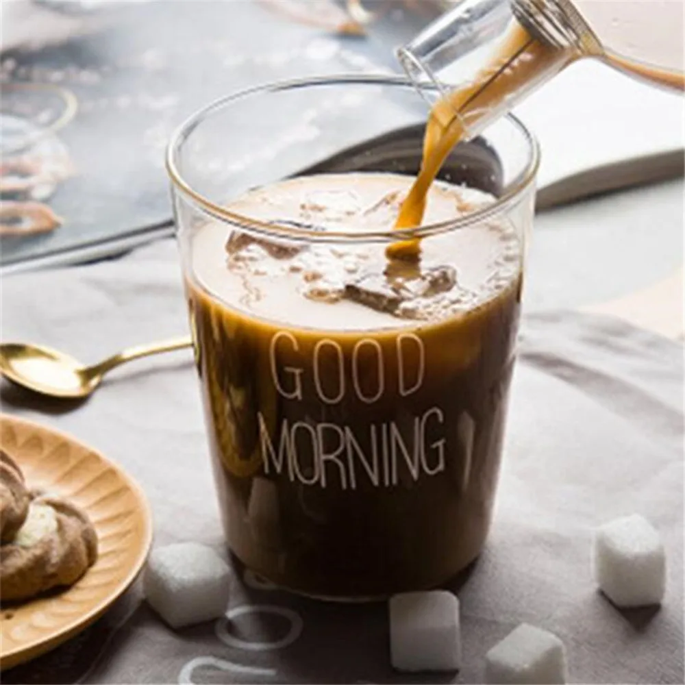 Glas Becher Kreative Brief Milch Saft Wasser Tasse Schwarz Weiß Griff Drink Liebhaber Paar Transparent Becher Geschenke|Tassen| - AliExpress