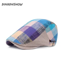 [DINGDNSHOW] модные береты Кепки хлопок Для мужчин Цвета плед Козырьки Шляпы для взрослых плоским шляпа Для женщин