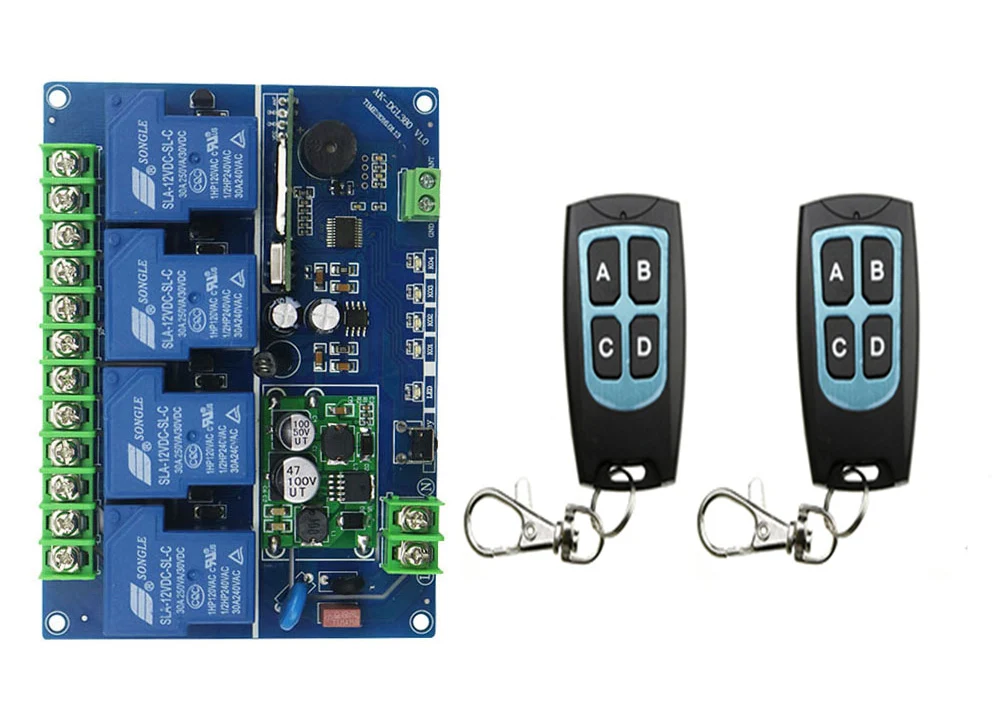 New DC12V 24V 36V 48V 30A 4CH Radio Controller RF Wireless Relay Remote Control Switch 315 MHZ 433 2 Transmitter+1 Receiver | Электроника