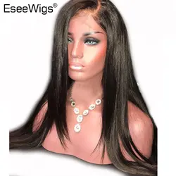 Eseewigs 180 Плотность 13x6 синтетические волосы на кружеве Искусственные парики прямые человеческие волосы для черный для женщин