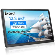 Eyoyo 13,3 дюймов Портативный 2K игровой монитор 2560 × 1400 HDR ips ЖК-дисплей USB C и Hdmi видео вход совместимый с MAC ноутбук