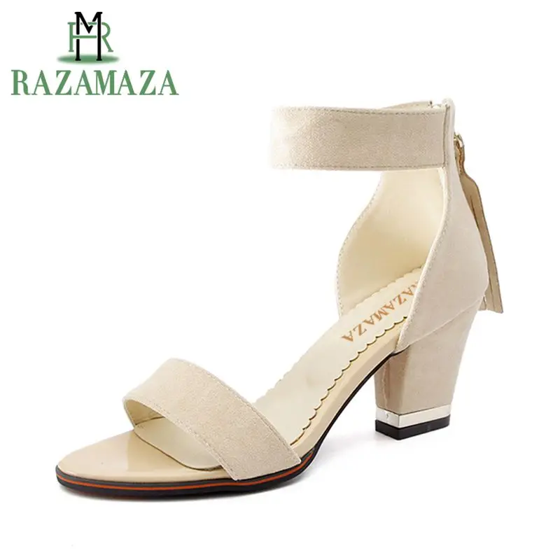 

ZALAVOR Size 28-52 5 Colors Women High Heel Sandals Open Toe Zipper Spike Heels Women Summer Shoes Concise For Daily Footwear