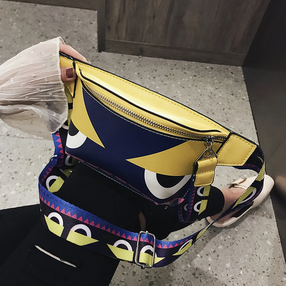 Новая женская поясная сумка с милым кожаным граффити пакет сумка через плечо дорожная мешочки для телефона Мода