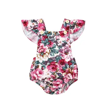 

0-24M Cute Newborn Baby Girl Ruffles Sleeve Floral Bodysuit Jumpsuit Playsuit Outfits Baby Clothes Summer