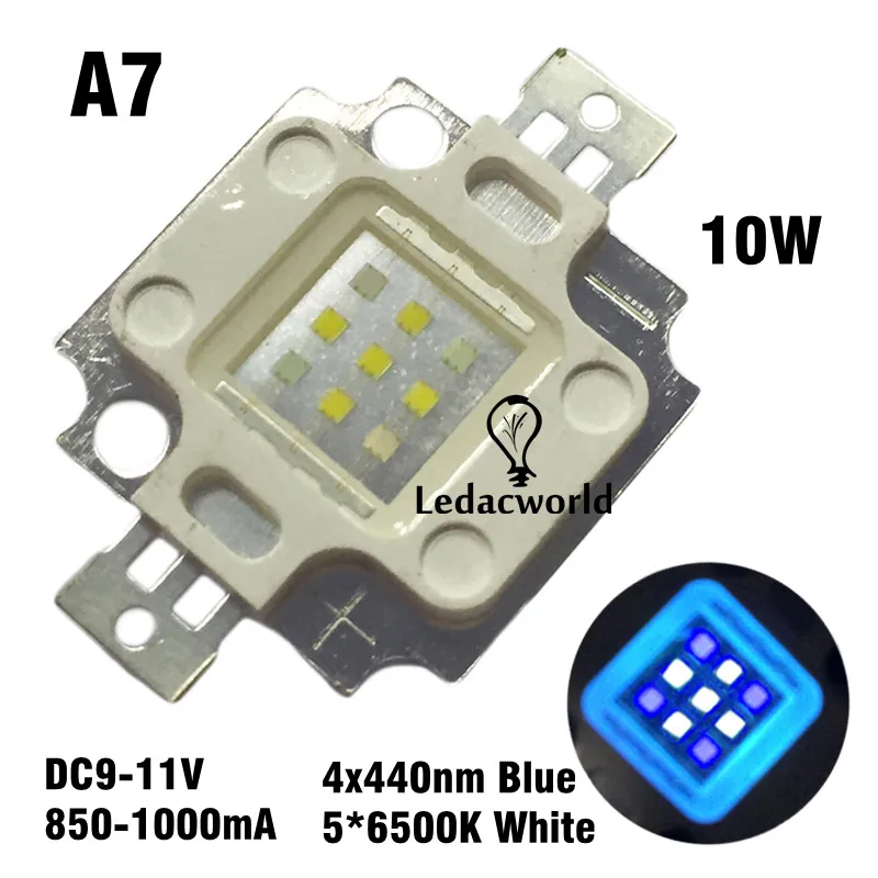 Отличное качество 10 Вт высокое Мощность светодио дный завод растут чип 390nm 440nm 520nm 660nm 6500 К Королевский синий Глубокий красный зеленый для