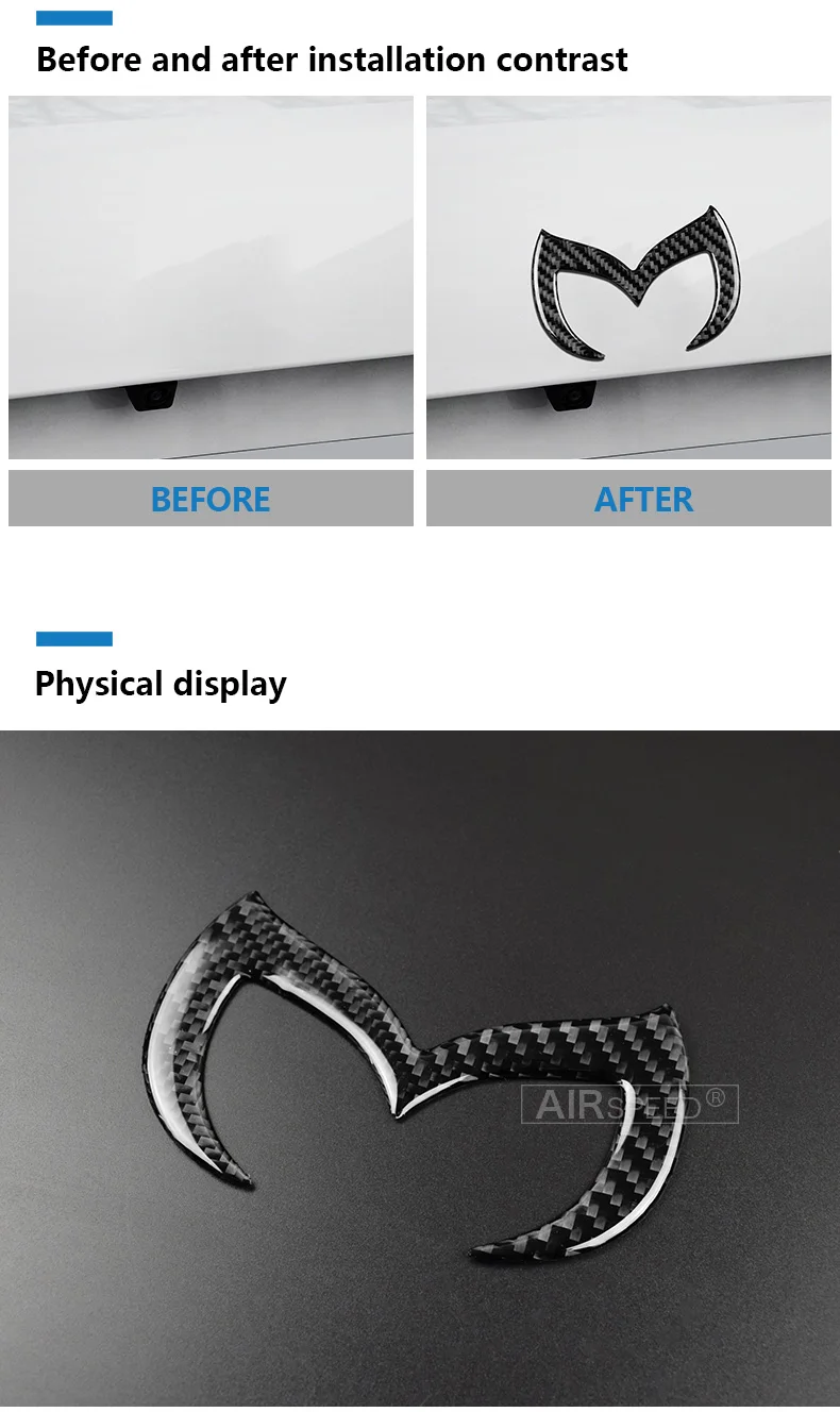 Mazda 3 Mazda 6 CX-5 CX-3 Axela Atenza Accessories Carbon Fiber Car Emblem Logo Tail Car Sticker Decals Car Styling (3)