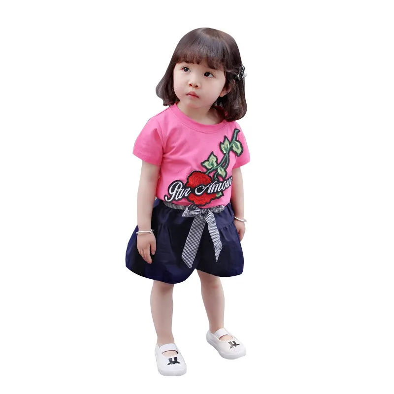 

Baby Girl Clothing Set Children Shorts Sleeve Baby Girl Clothing Suit Embroidery summer Little Girl Clothes Set