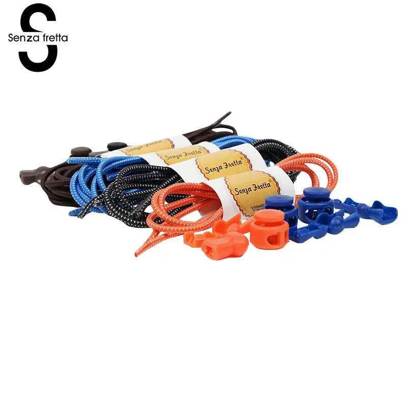 

Senza Fretta Shoe Laces 1 Pair Unisex Elastic No Tie Locking Shoelaces Lace Shoes For Man Woman Lock Shoe Laces 100cm LDD0229