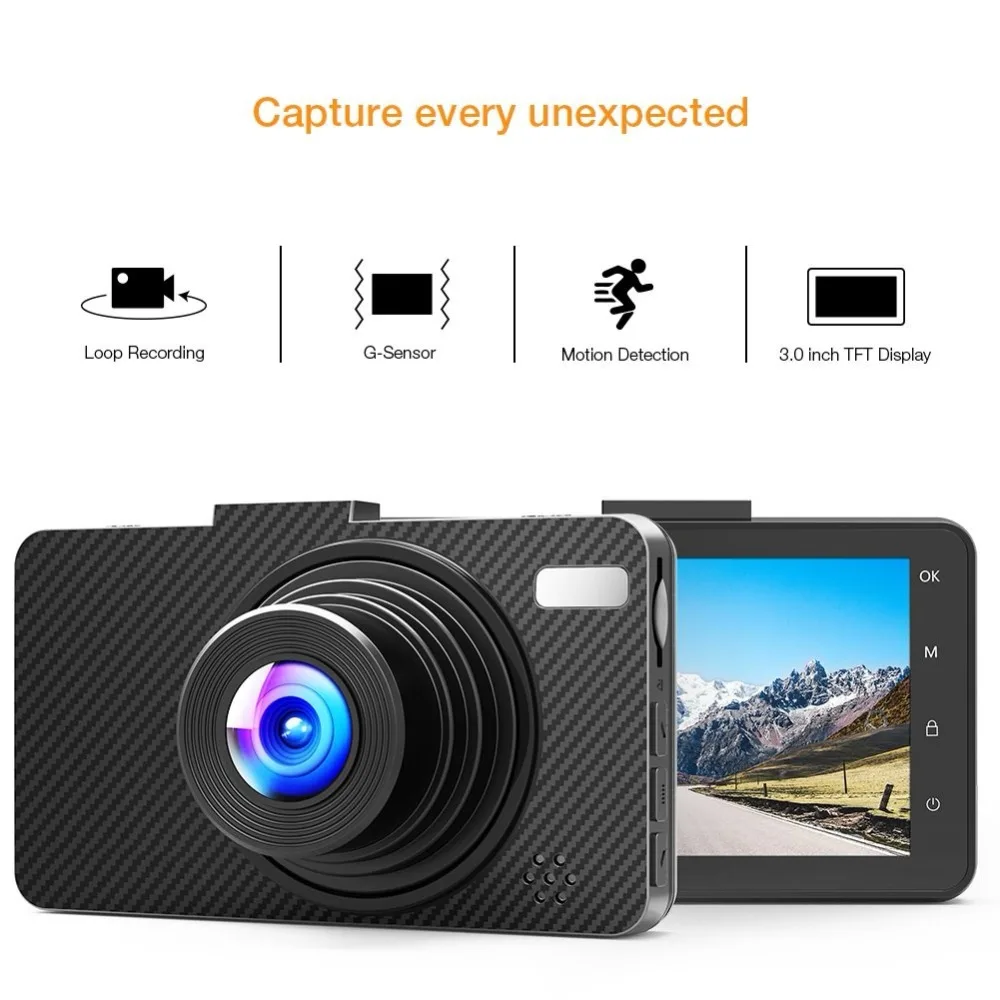 Автомобильный видеорегистратор WHEXUNE Full HD 1080P экран 3 0 дюйма с двумя объективами