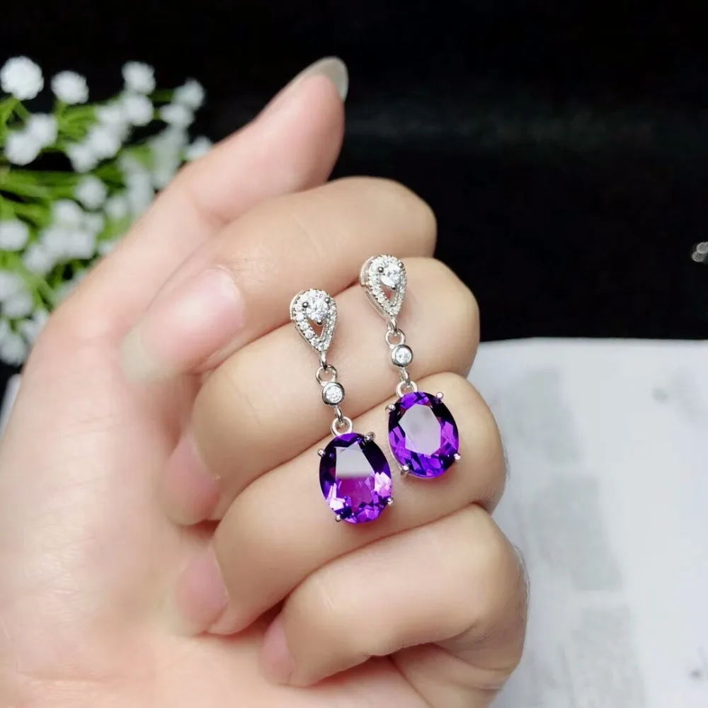 KJJEAXCMY fine jewelry 925 Чистое серебро с аметистом женские серьги