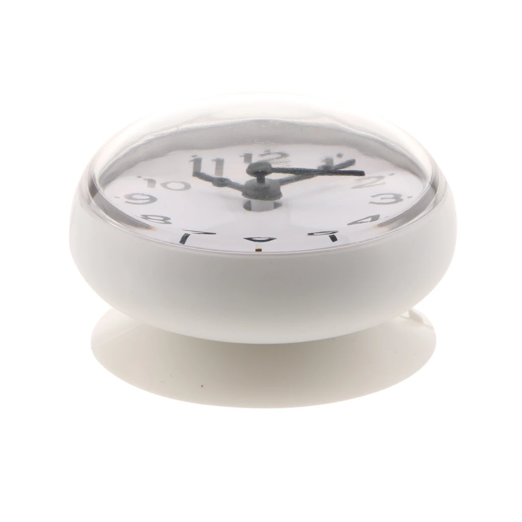 Portable Bathroom Shower Clock Water Resistant Wall Clock Decor Clock White