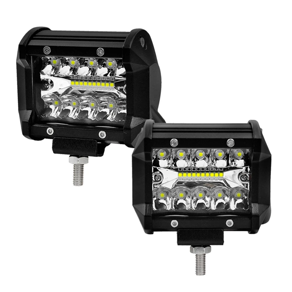 4 Inch 2 Pcs LED Light Bar 60W Daytime Running Offroad Motorcycle Fog Light Combo Work Light for