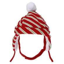 Adjustable Belt Pet Hats Cats Dogs Decoration Pet Supplies Christmas Red Stripe Warm Caps Puppy Dogs Party Costume