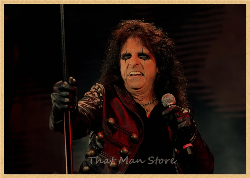 ROCK Alice Cooper retro Kraft Paper Poster vintage Wall Sticker Living Room Painting bar home pub cafe decor - Color: Yellow