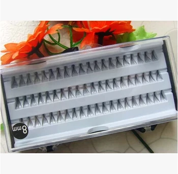 

Free Shipping 60 pcs Individual Lashes Semi-Hand Black False Eyelash Natural Long Cluster Extension Set Makeup 8mm/ 5p