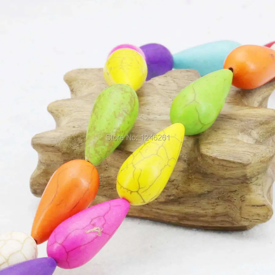 

12x25mm Jewelry Making Accessories Colorful Drop Turkey Stone DIY Loose Beads Stone Accessory Parts Howlite Stripe Women Gifts