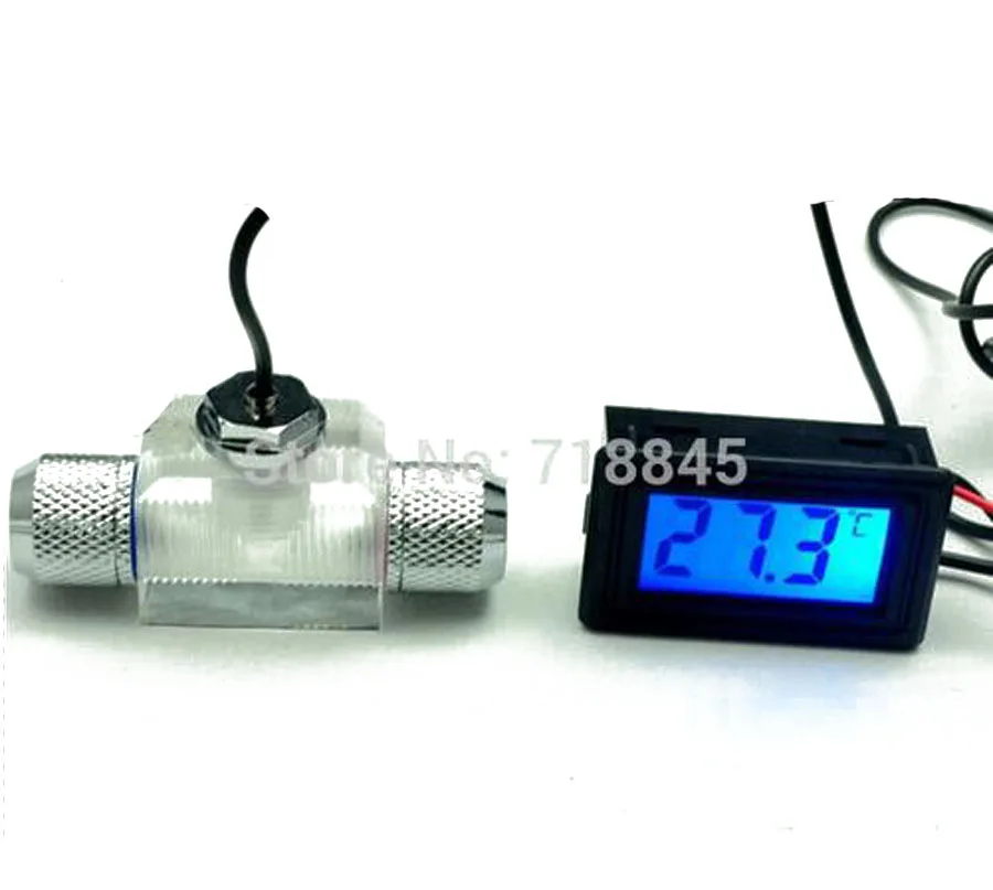 Flow Scout Meter with Digital Thermometer For Water Liquid Cooler