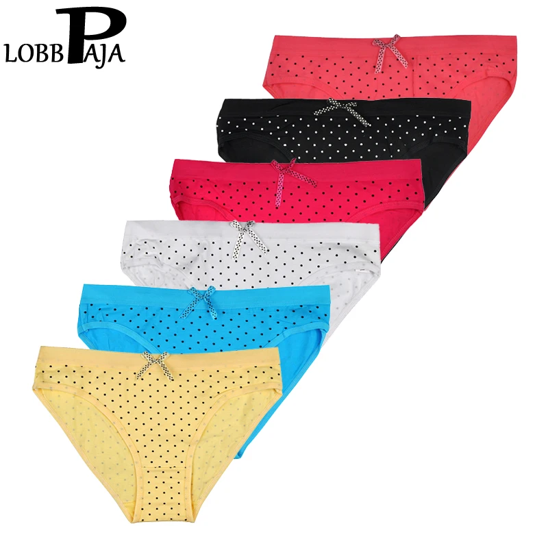 Женские хлопковые трусики LOBBPAJA в горошек 6 шт./партия|knickers lingerie|ladies knickerssexy panties |