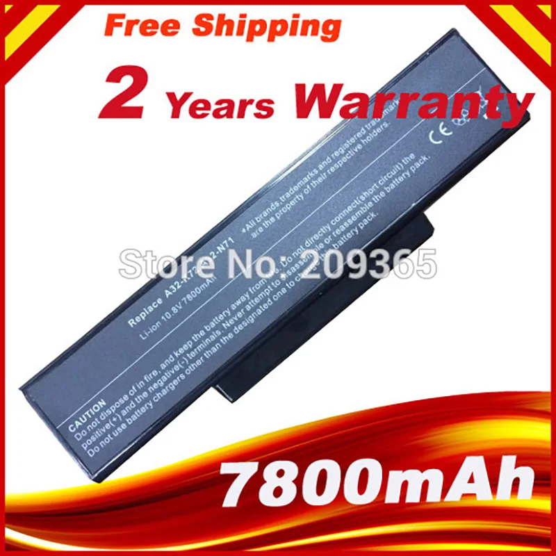 Батареи 7800 мАч A32 K72 N71 для Asus N71J N71JA N71JQ N71JV N71V N71VN N71YI N73 N73JF N73JG N73JN | Компьютеры и офис