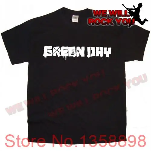 We Will Rock You GREEN DAY Band logo Thrash Black DEATH HEAVY METAL PUNK POP t shirt summer tshirt | Мужская одежда
