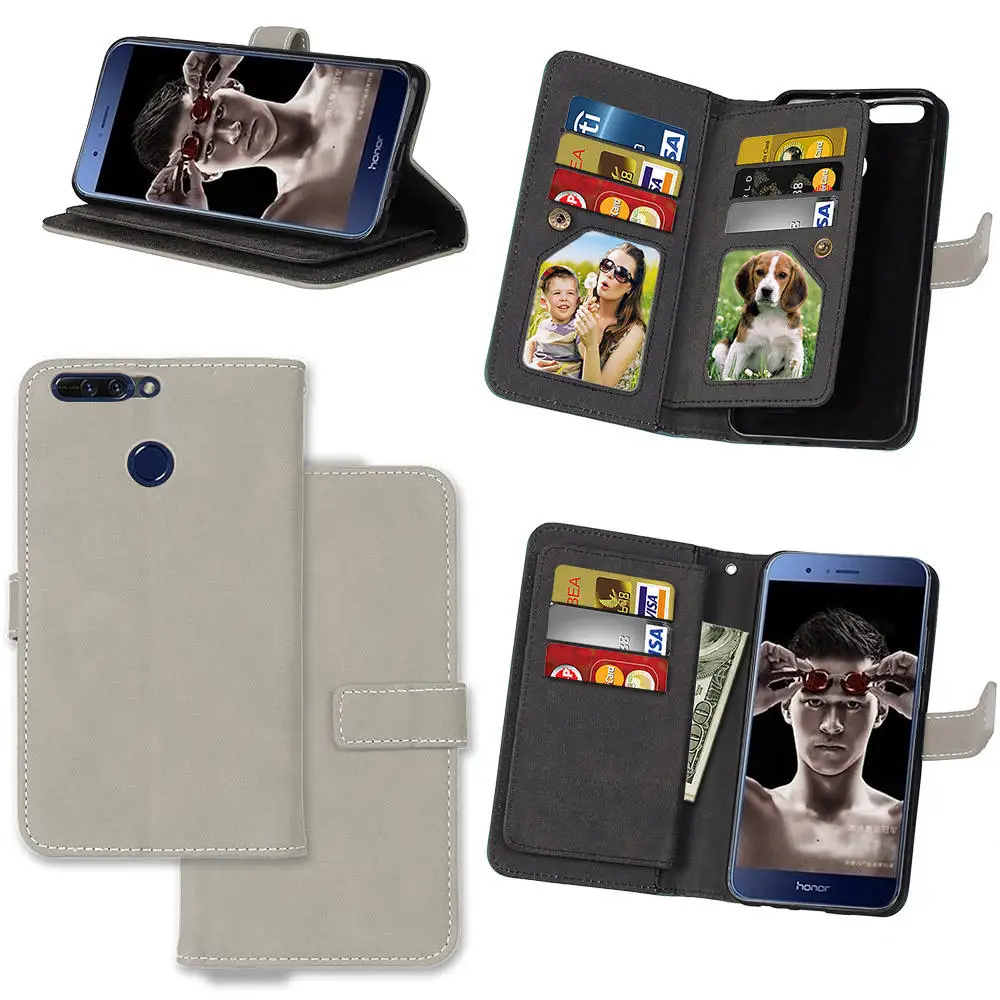 For huawei honor 8 pro v9 phone case leather flip book kickstand funda