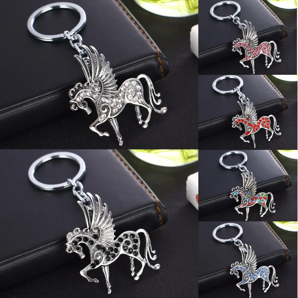 Хрустальные стразы Pegasus Fly Horse брелок с животными лошадью крыльями брелки подарки