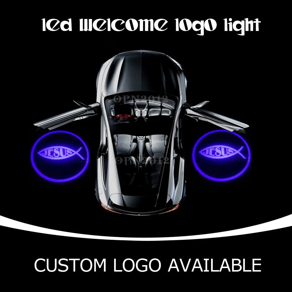 

Car Door LED Logo Ghost Shadow Light Step Projector Welcome Light Laser Lamp JESUS FISH Puddle Light For Dodge Ford 1524 Blue