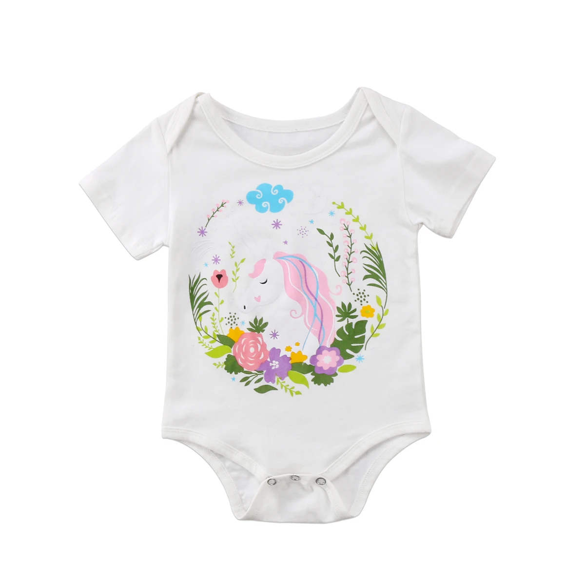 Cute Dancing Unicorn Baby Boys Girls Jumpsuits Short Sleeve Romper Bodysuit Bodysuit Jumpsuit Outfits Pink