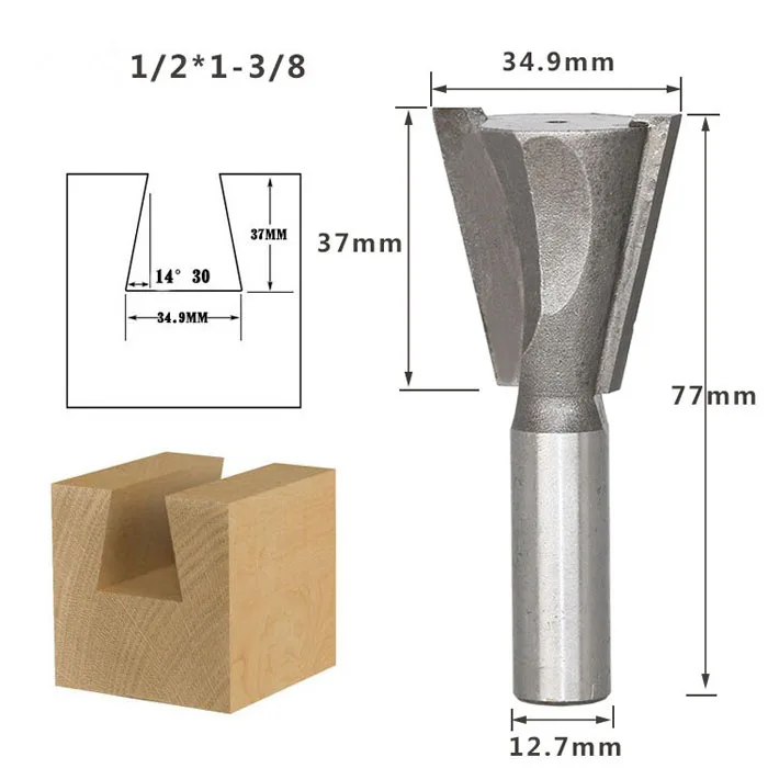1 шт. 6,35/12,7 мм 1/" 1/2" хвостовик ласточкин хвост фрезы по дереву фрезы Вольфрам 2 Флейта Деревообрабатывающие инструменты фрезы для дерева