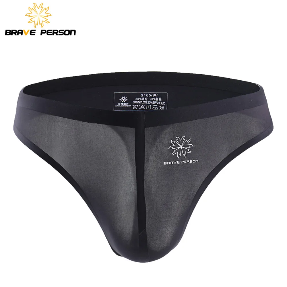

BRAVE PERSON 3/4/5 pcs/lot Men's Nylon Underwear Men Thong Ice Silk Seamless Sexy Thong Men's String Gay Sexy Underwear For Men
