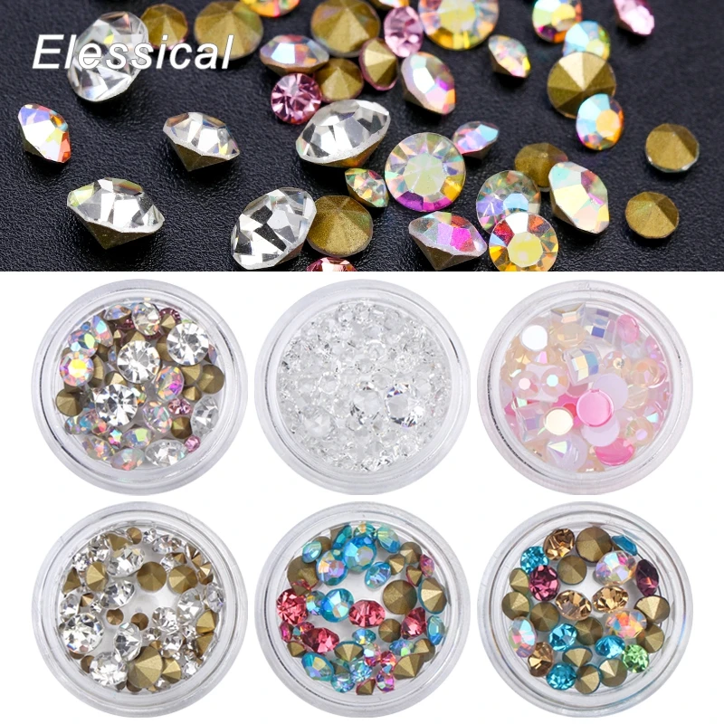 Colorful Glitter Rhinestone Acrylic Nail Stud Mix Size Crystal Art Decoration Accessories Tip Manicure DIY Jewerly | Красота и