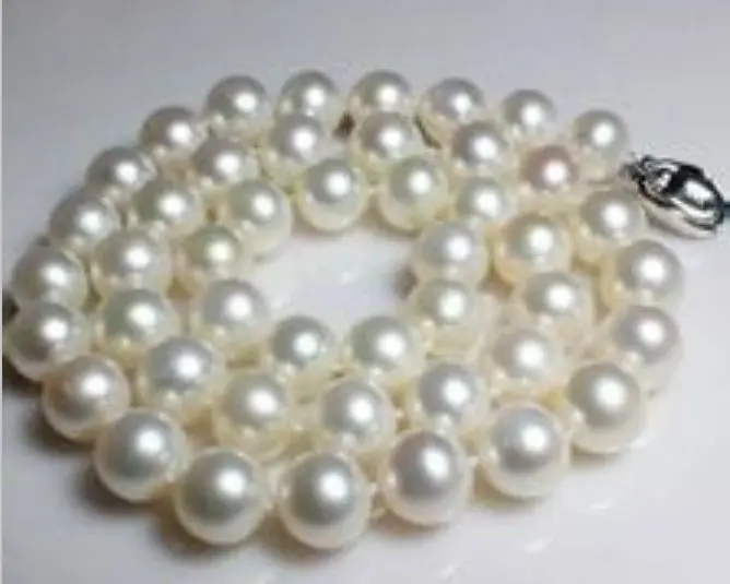 

AAA natural 10-11mm south seas white pearl necklace 19inch silver (9.13)